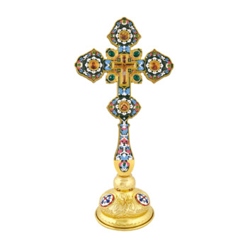 Green Enamel Blessing Cross Base | 1573